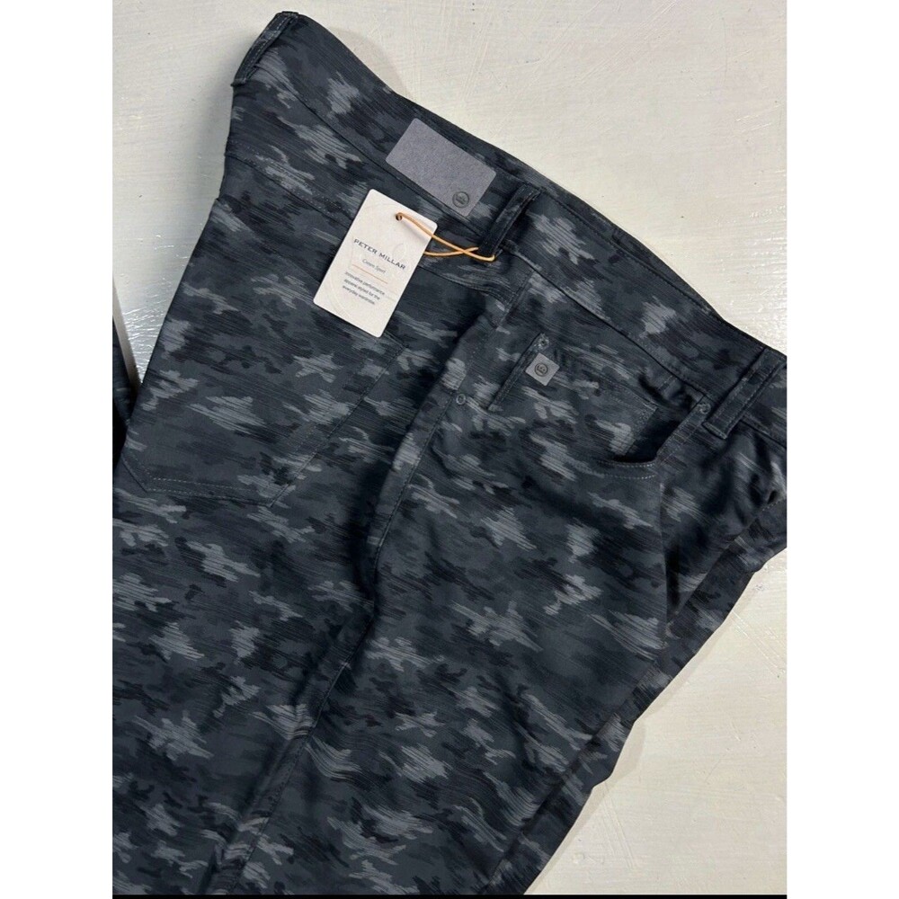 Peter Millar Crown Sport Golf Pants Men 35 x 32 Camo Print Iron Gray NEW $158